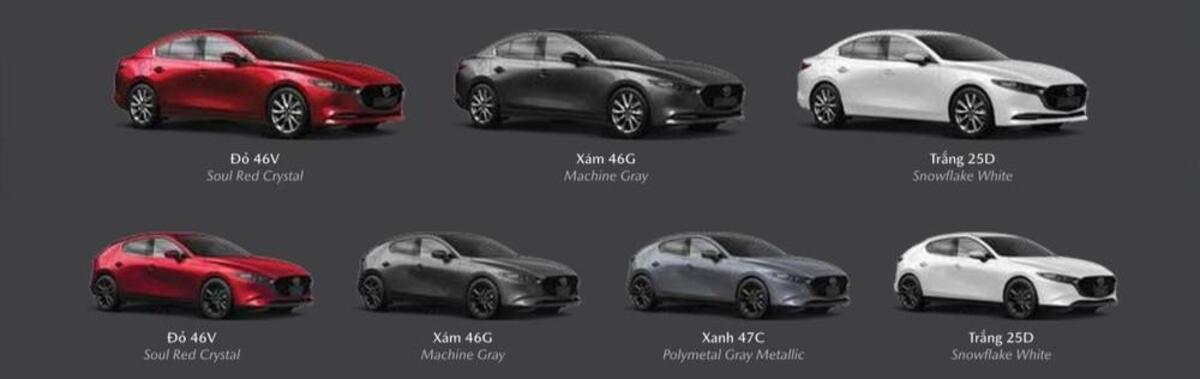 Mazda 3 2022 có nhiều màu sắc và phiên bản cho khách hàng lựa chọn
