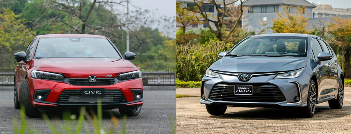 So sánh Honda Civic 2022 và Toyota Corolla Altis 2022