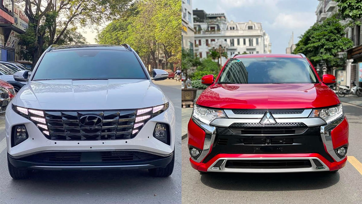 So sánh Hyundai Tucson và Mitsubishi Outlander về kích thước và ngoại thất