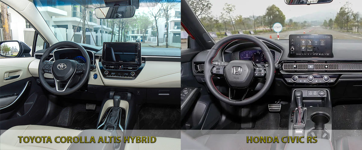 So sánh nội thất Honda Civic RS 2022 và Toyota Corolla Altis 2022