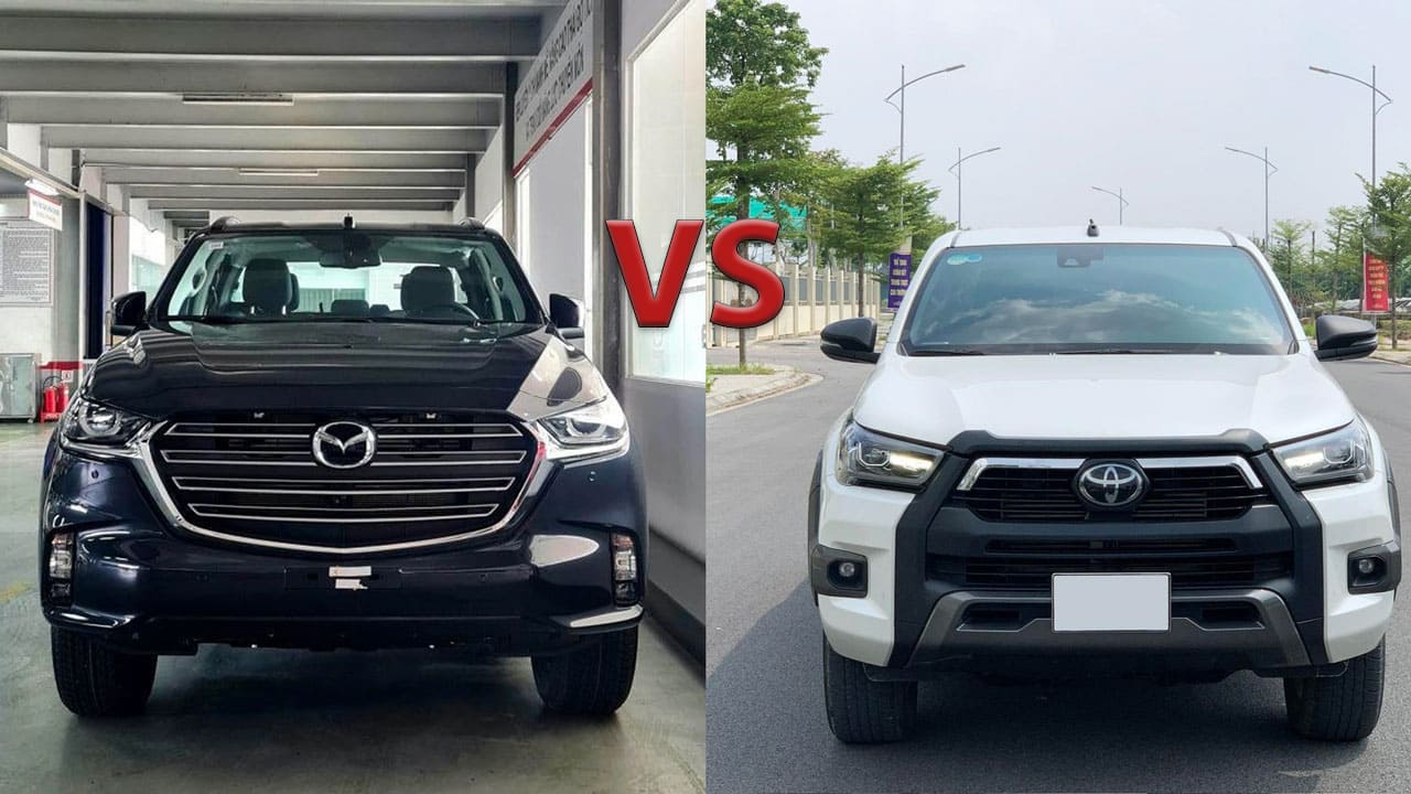 So sánh Toyota Hilux 2016 và Mazda BT-50 2016 về kích thước và ngoại thất