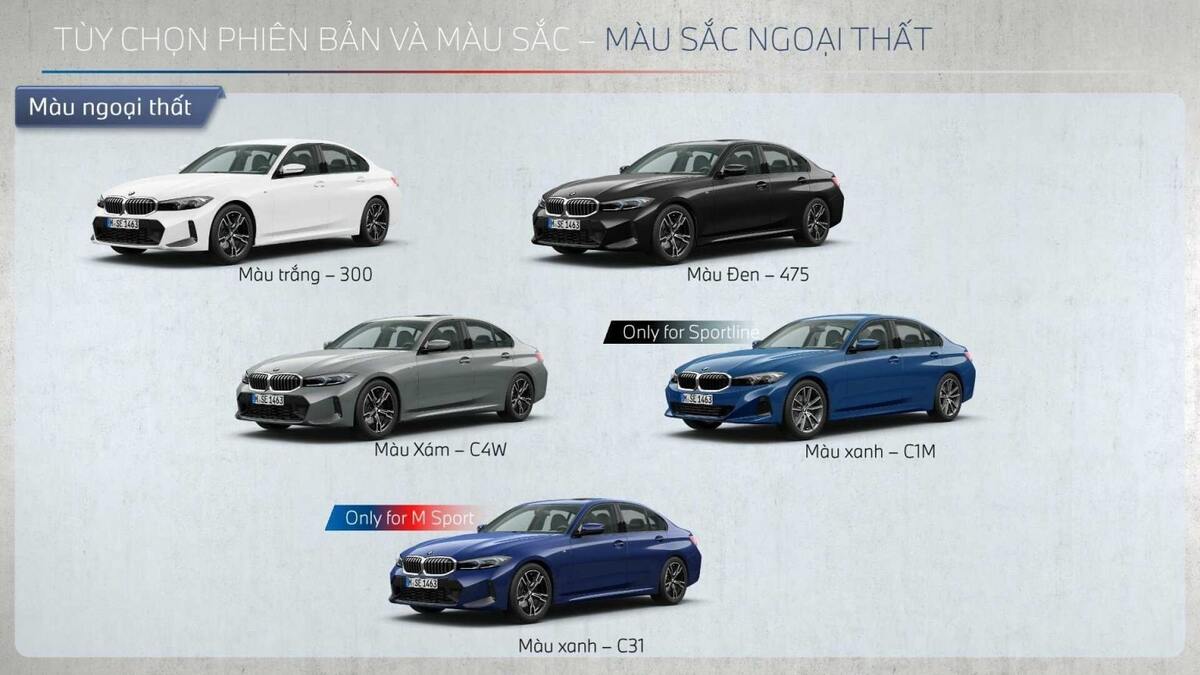 Các phiên bản màu sắc đa dạng của BMW 320i