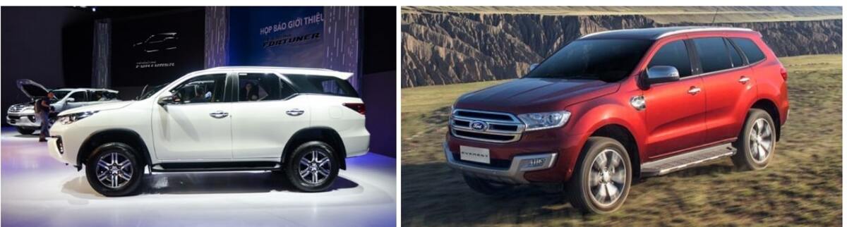 Diện mạo Toyota Fortuner 2017 và Ford Everest 2016 đều hướng đến phong cách mạnh mẽ