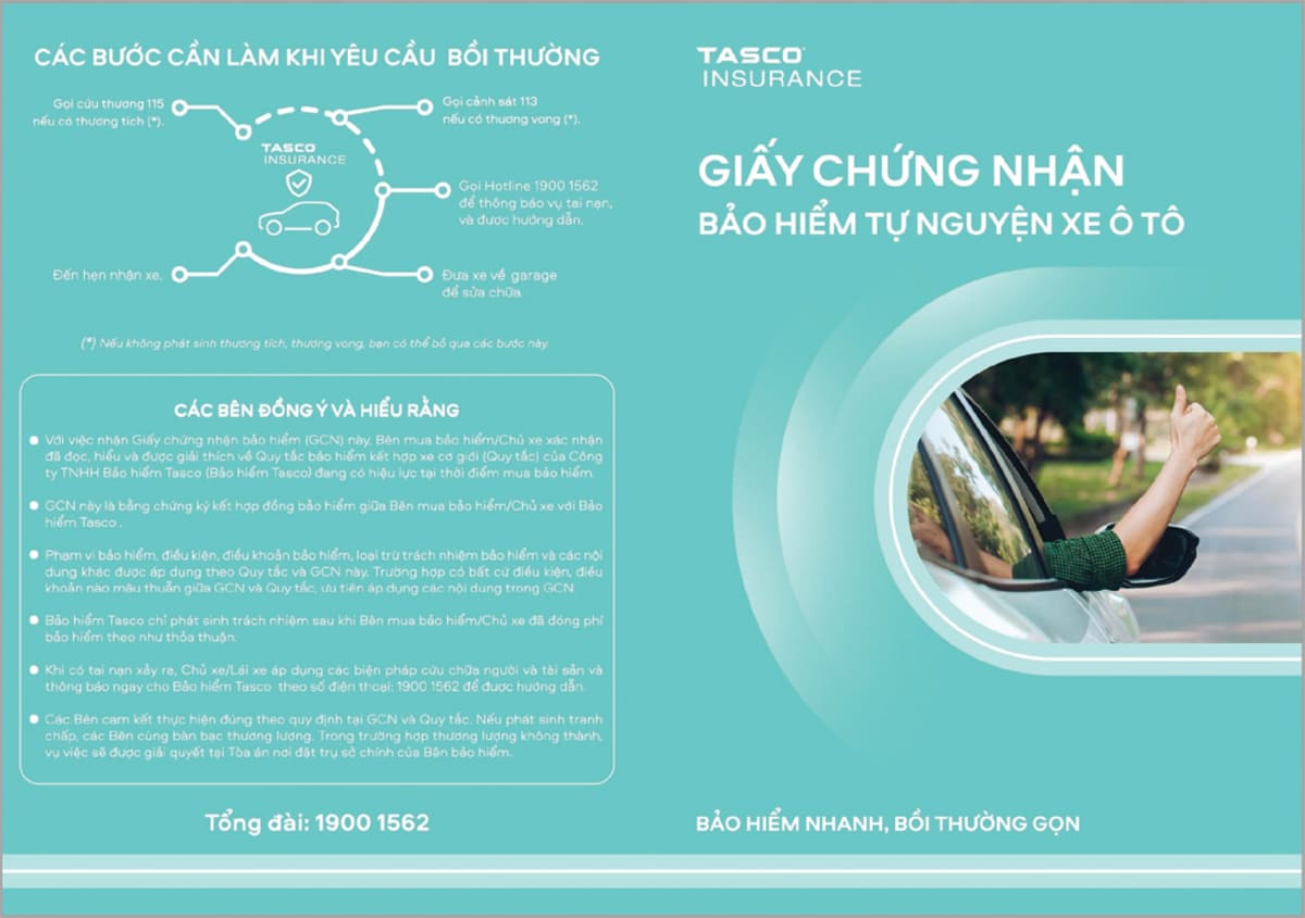 giấy chứng nhận bảo hiểm tự nguyện Tasco