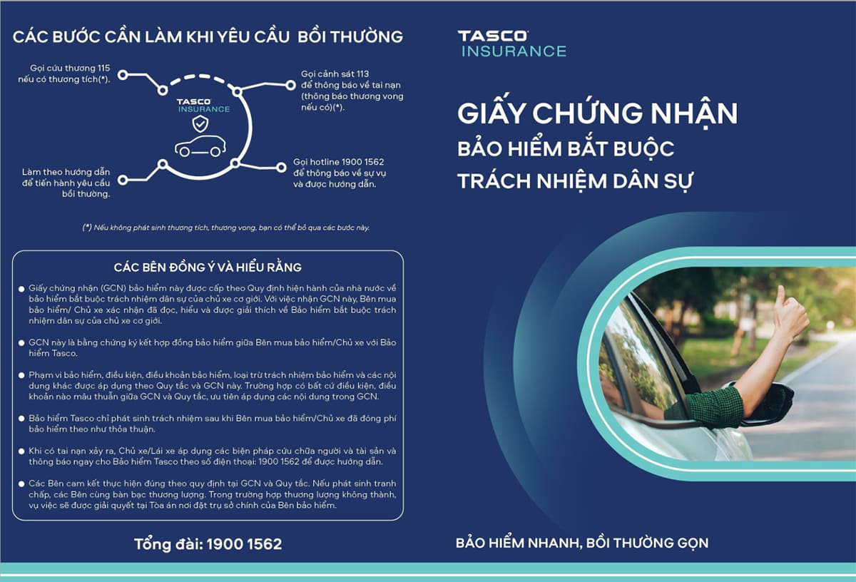 giấy chứng nhận bảo hiểm bắt buộc Tasco