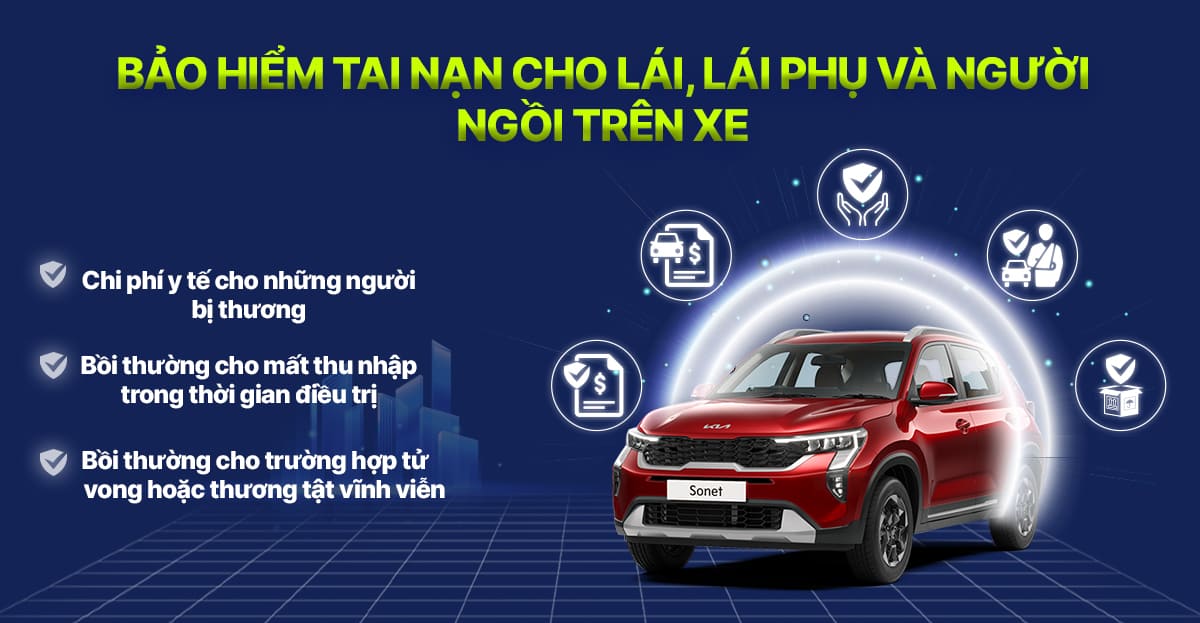 Bảo hiểm xe ô tô người lái, lái phụ và người ngồi trên xe