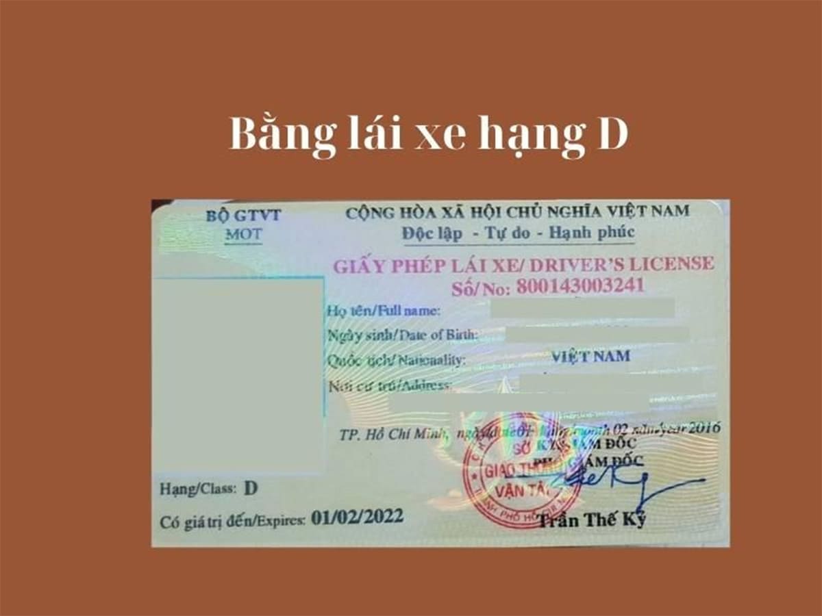 Bằng lái ô tô hạng D