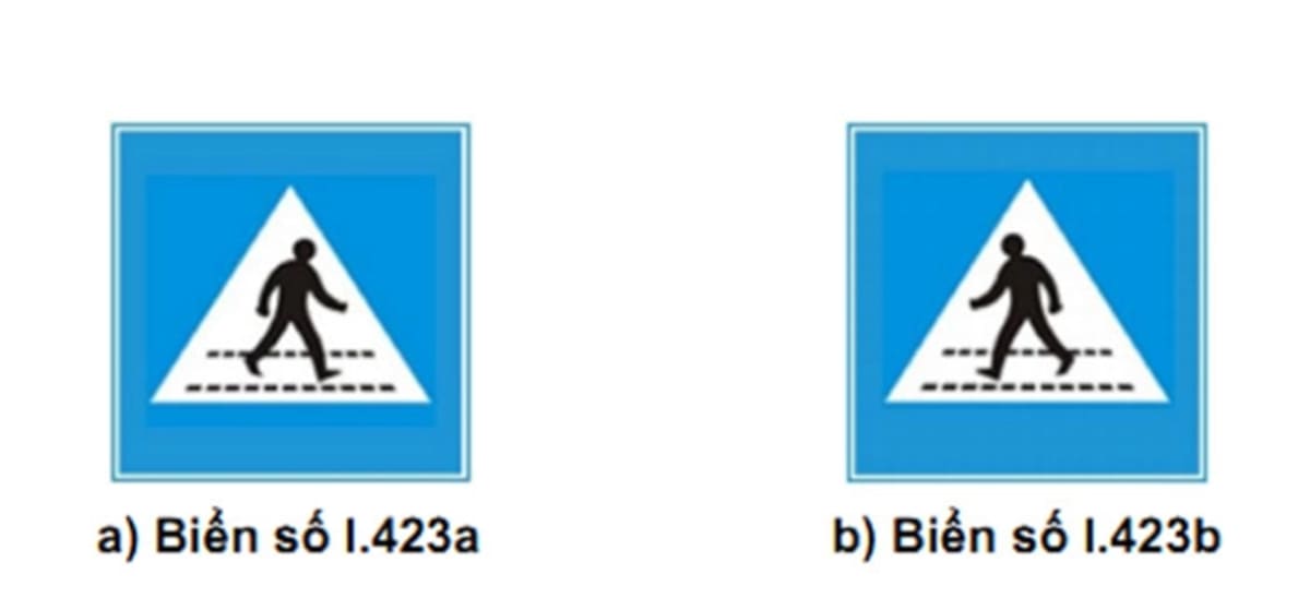 Biển báo I.423 (a,b) “Vị trí người đi bộ sang ngang” Biển báo I.423 (a,b) “Vị trí người đi bộ sang ngang”