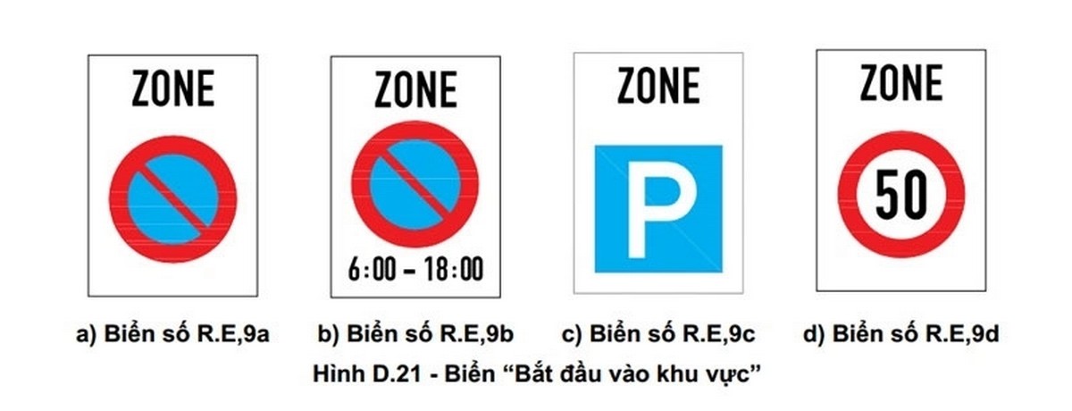 Biển báo bắt đầu vào khu vực