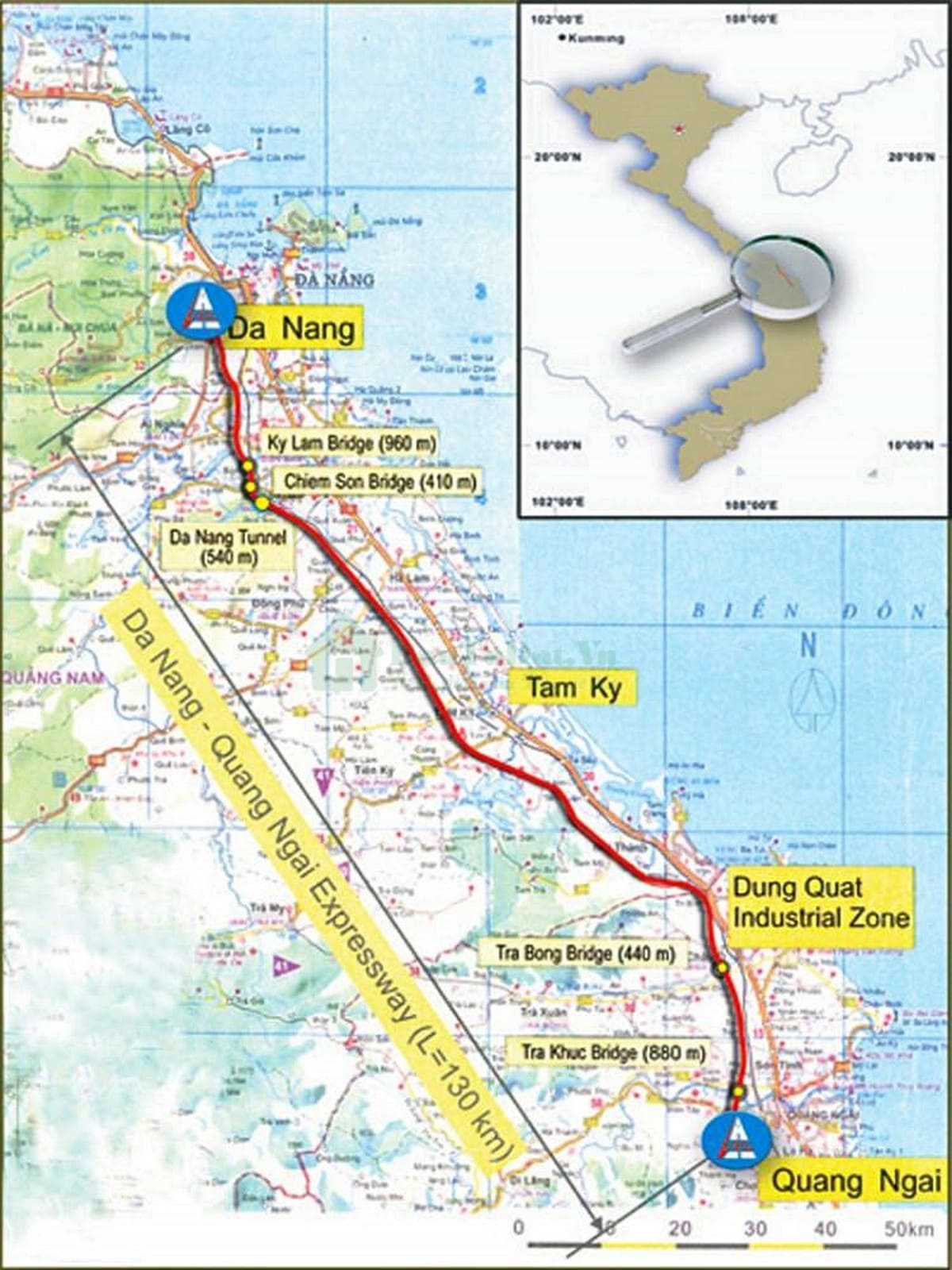 Cao tốc Đà Nẵng Quảng Ngãi bao nhiêu km?